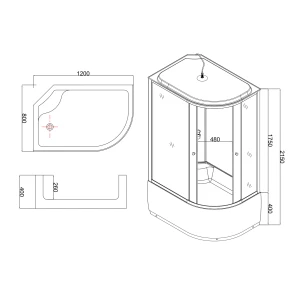 Душевая кабина Taliente TA-12080G(L) 120х80 тонированное стекло